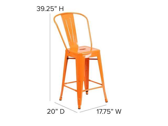 Flash Furniture 24' High Orange Metal Indoor-Outdoor Counter Height Stool with Removable Back 4 Pack (4CH3132024GBOR)