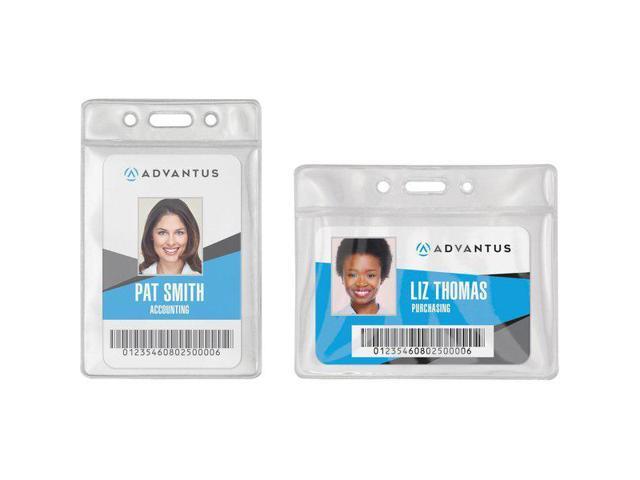 Advantus Vinyl ID Badge Holders - Vertical - Vinyl - 50 / Pack - Clear