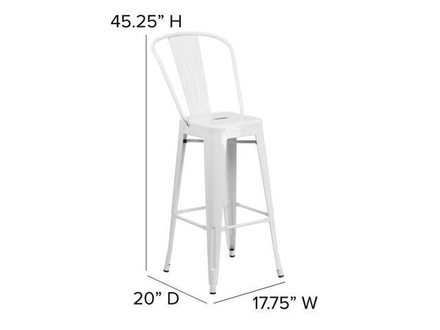 Flash Furniture Commercial Grade 30' High White Metal Indoor-Outdoor Barstool with Removable Back 4 Pack (4CH3132030GBWH)