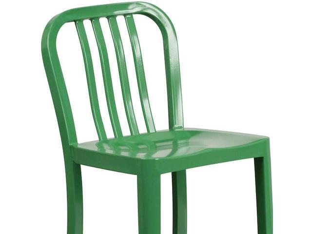 Flash Furniture 24' High Green Metal Indoor-Outdoor Counter Height Stool with Vertical Slat Back 2 Pack (2CH6120024GN)