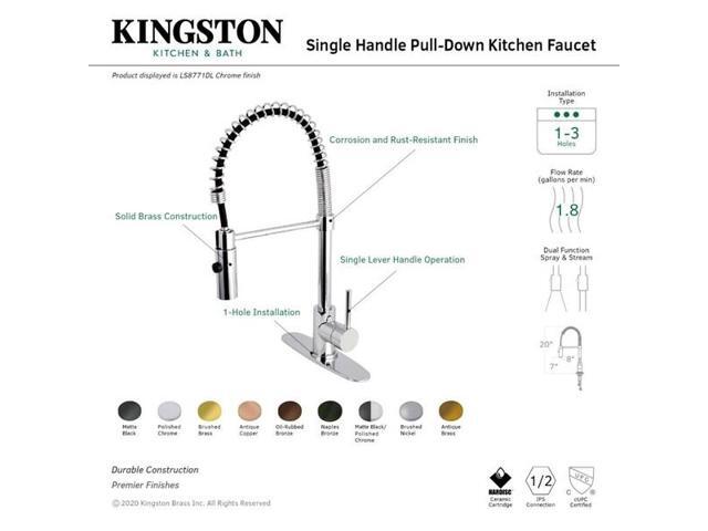 GOURMETIER LS8771DL LS8771DL Concord Sgl-Handle Pre-Rinse Kitchen Faucet,