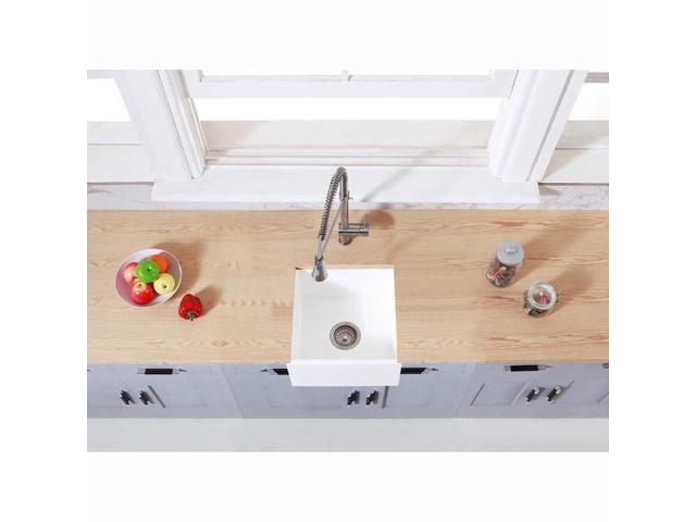 GOURMETIER GKUSA15158 Solid Surface Undermount 15' Square Sgl Bowl Bar Sink W/