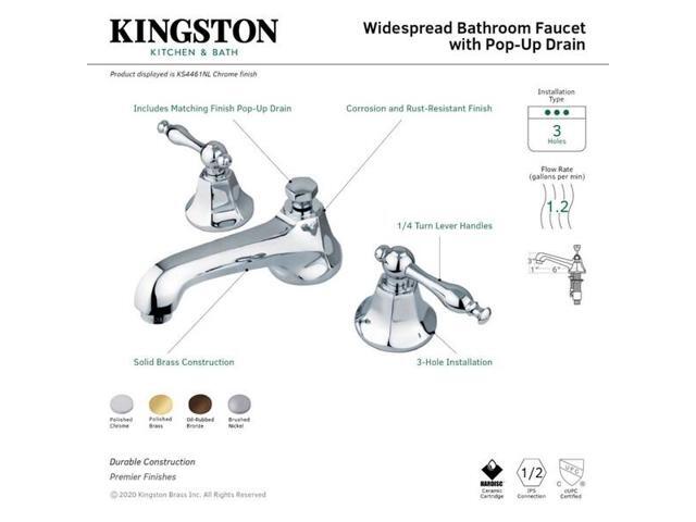 Kingston Brass KS4468NL Naples Two Handle 8' to 16' Widespread Lavatory Faucet w