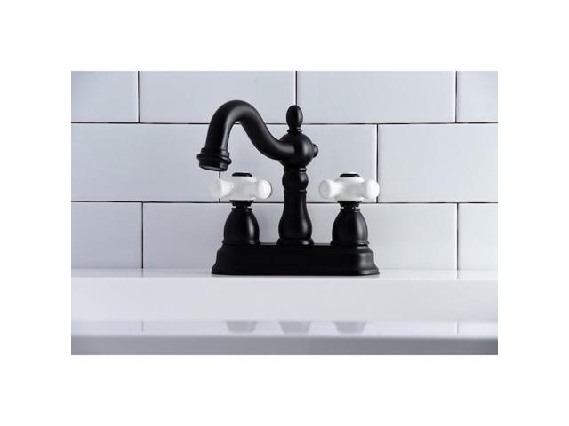 Kingston Brass KB1600PX Heritage 4 in. Centerset Bathroom Faucet, Matte Black