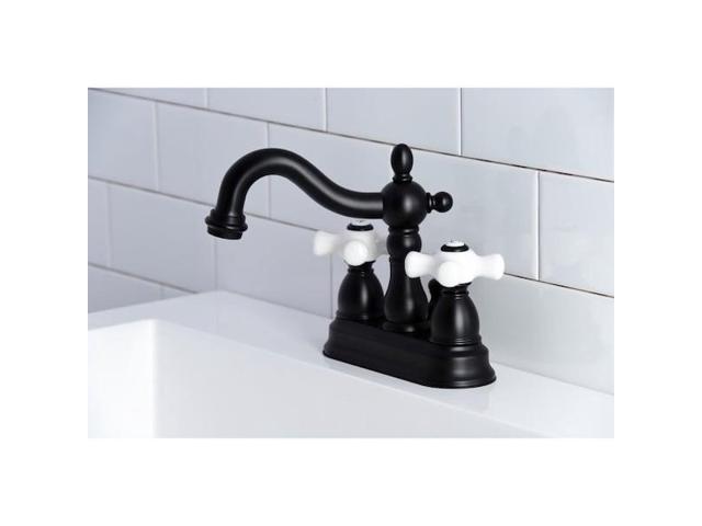 Kingston Brass KB1600PX Heritage 4 in. Centerset Bathroom Faucet, Matte Black