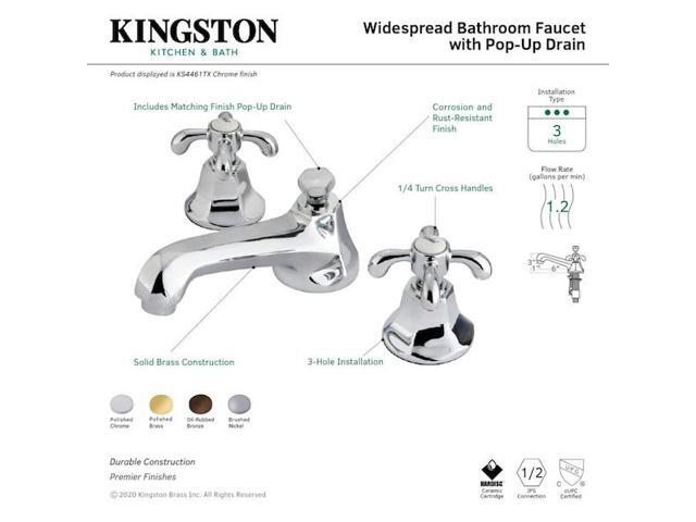 Kingston Brass KS4468TX French Country Two Handle 8' to 16' Widespread Lavatory