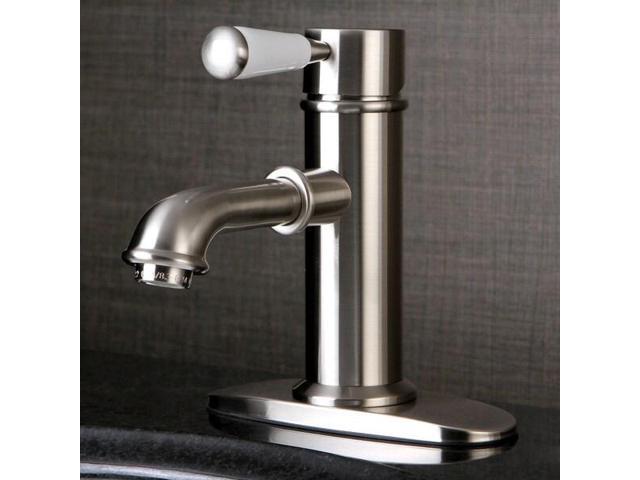 Kingston Brass KS7418DPL Paris Single Handle Lavatory Faucet with Brass Pop-Up, Satin Nickel