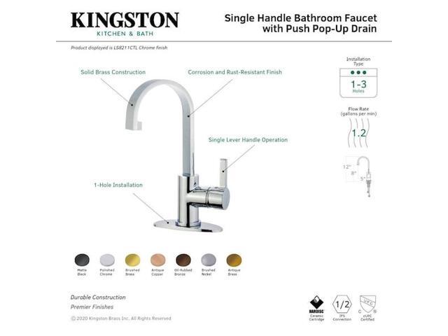 Fauceture LS8210CTL Continental Single-Handle Bathroom Faucet, Matte Black