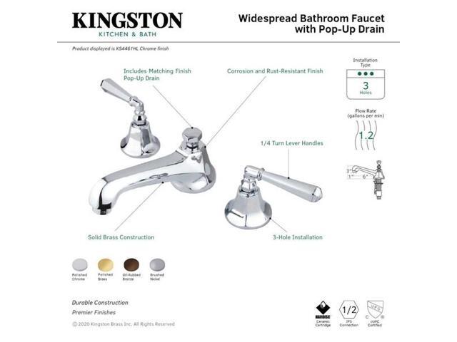 Kingston Brass KS4468HL Metropolitan 8-Inch Widespread Lavatory Faucet Brushed Nickel