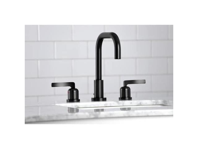 Kingston Brass FSC8930EFL Centurion Widespread Bathroom Faucet with Brass Pop-Up, Matte Black