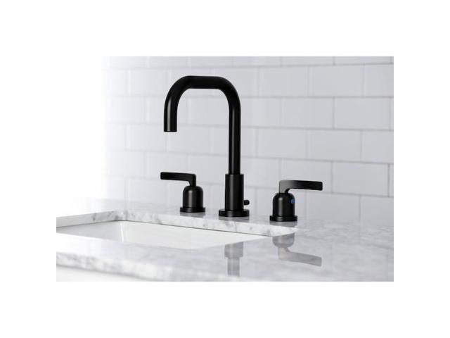 Kingston Brass FSC8930EFL Centurion Widespread Bathroom Faucet with Brass Pop-Up, Matte Black