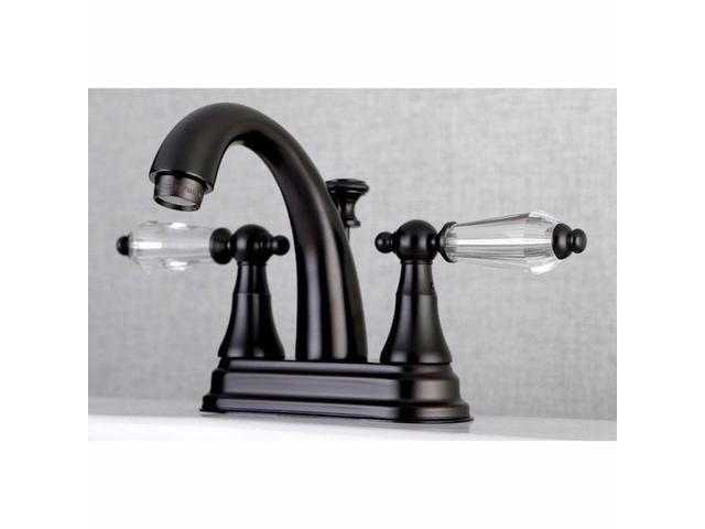 kingston brass ks7615wll 4' centerset lavatory faucet with brass popup, 43/4' in spout reach, oil rubbed bronze