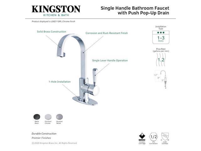 Fauceture LS8218DPL Paris Single-Handle Bathroom Faucet with Deck Plate & Drain, Brushed Nickel