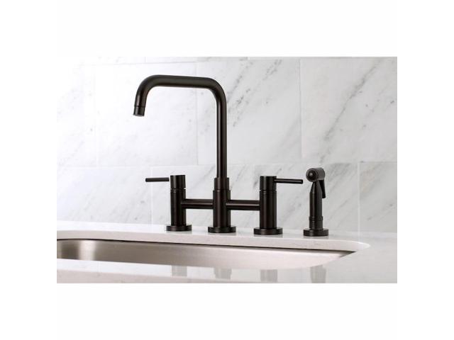 Kingston Brass KS8285DLBS Concord Two-Handle Bridge Kitchen Faucet with Brass Side Sprayer, Oil Rubbed Bronze