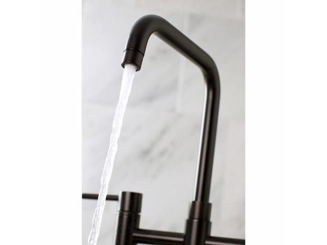 Kingston Brass KS8285DLBS Concord Two-Handle Bridge Kitchen Faucet with Brass Side Sprayer, Oil Rubbed Bronze