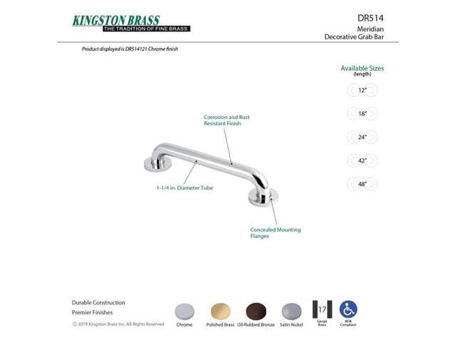Kingston Brass DR514246 Meridian 24' Decorative ADA Grab Bar, Polished Nickel
