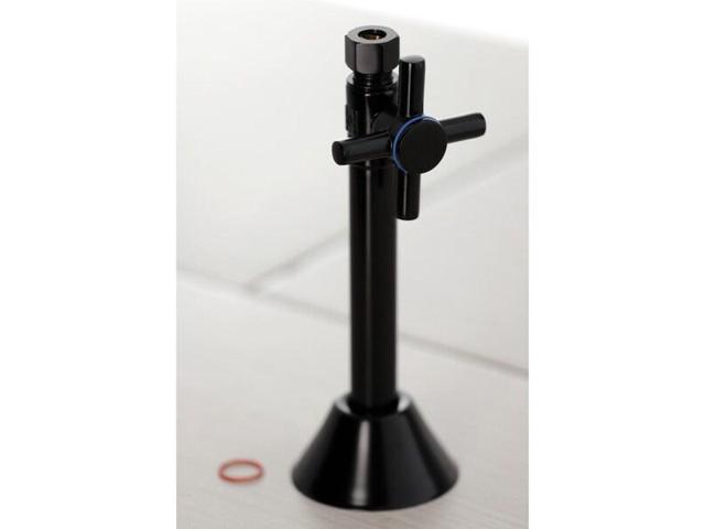 Kingston Brass CC83250DX Concord 1/2' Sweat x 3/8' O. D. Comp Straight Shut Off Valve with 5' Extension, Matte Black