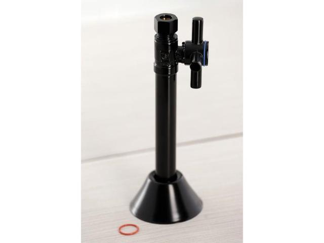 Kingston Brass CC83250DX Concord 1/2' Sweat x 3/8' O. D. Comp Straight Shut Off Valve with 5' Extension, Matte Black