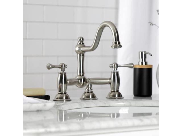 Kingston Brass KS3918BL Restoration Bathroom Bridge Faucet, Brushed Nickel