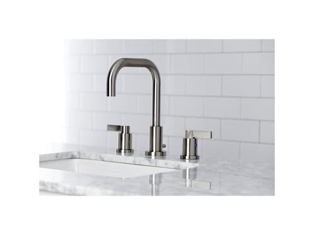 Kingston Brass FSC8938NDL NuvoFusion Widespread Bathroom Faucet with Brass Pop-Up, Brushed Nickel