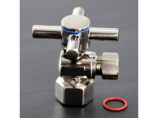 Kingston Brass CC43108DX Concord 1/2' IPS x 3/8' O. D. Quarter Turn Angle Stop Valve, Brushed Nickel