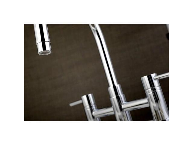 Kingston Brass KS8271DLBS Concord Two-Handle Bridge Kitchen Faucet with Brass Side Sprayer, Polished Chrome