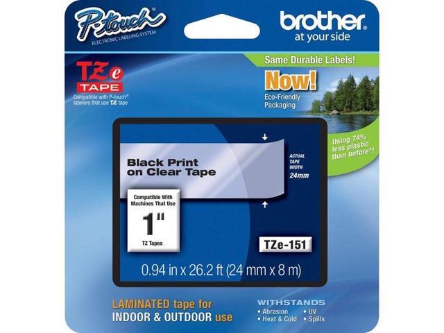 Brother P-touch TZe 1' Laminated Tape Cartridge - 1' Width x 26 1/5 ft Length - Rectangle - Thermal Transfer - Clear - 1
