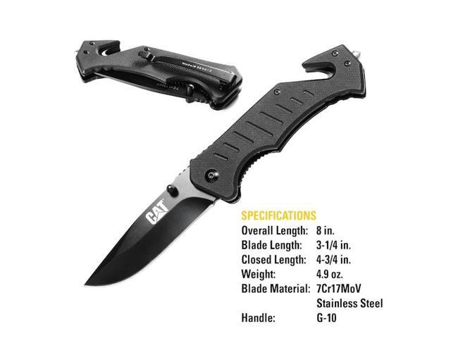 CAT 980012 8 Inch Folding Knife with Seat Belt Cutter and Glass Break