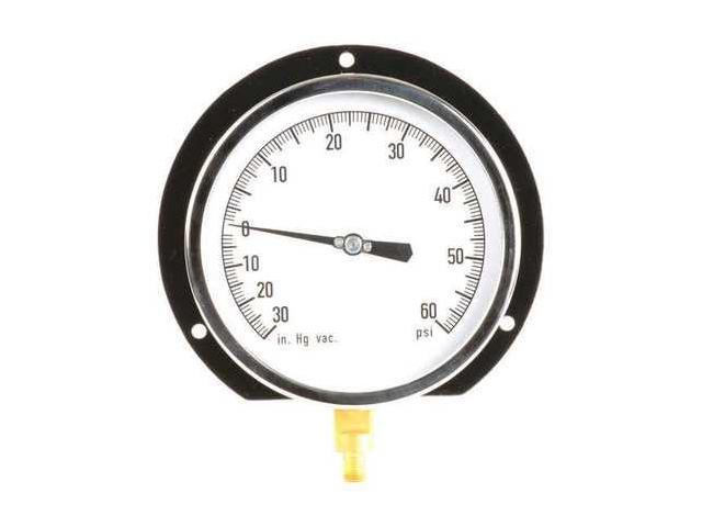 Photos - Pressure Washer ZORO SELECT 11A509 Compound Gauge, -30 to 0 to 60 in Hg/psi, 1/4 in MNPT,