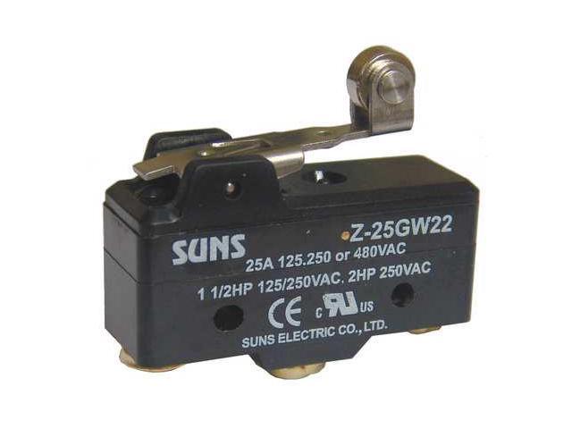 ZORO SELECT 5JEG3 Snap Action Switch, Hinge Roller, Lever Actuator, SPDT, 25 A