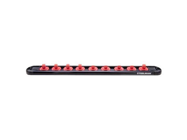STEELMAN 60733 1/4' Drive 9-Piece Aluminum Socket Storage Rail, 11.25' Length