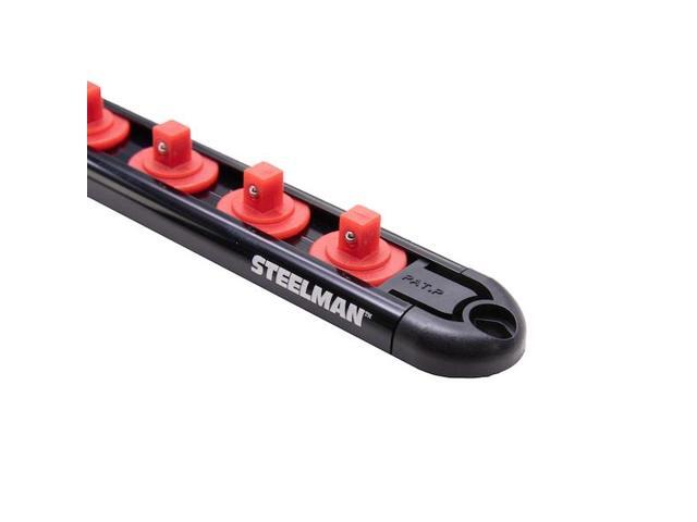 STEELMAN 60733 1/4' Drive 9-Piece Aluminum Socket Storage Rail, 11.25' Length