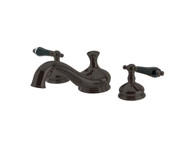 Kingston Brass KS3335PKL Heritage Onyx Roman Tub Filler With Black Porcelain Lev