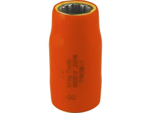 GRAY TOOLS 1408-I Socket 1/2' X 1/2' Drive, 12 Point Standard Length, 1000V