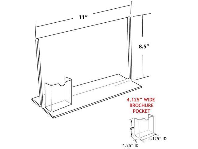Azar Displays Acrylic Sign Holder with Attached Brochure Holder 10/Pack 252041