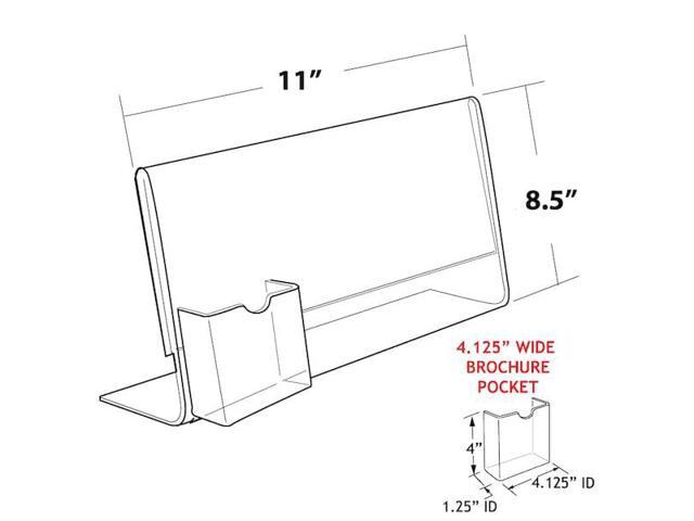 Azar Displays Sign Holder with Attached Brochure Holder 8.5 x 11-inch 10/Pack 252043