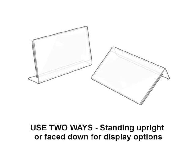 Azar Displays Horizontal Slanted L-Shape Acrylic Sign Holder 10/Pack 112725
