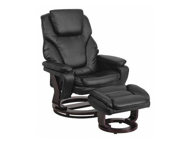 Photos - Chair Flash Furniture Contemporary Multi-Position Recliner and Ottoman with Swivel Mahogany Wood 