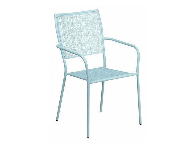 Photos - Garden Furniture Flash Furniture Sky Blue Indoor-Outdoor Steel Patio Arm Chair with Square Back CO-2-SKY-GG 