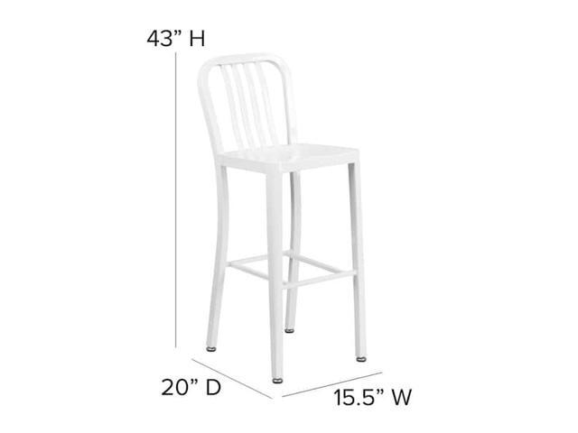 Flash Furniture Commercial Grade 30' High White Metal Indoor-Outdoor Barstool with Vertical Slat Back 2 Pack (2CH6120030WH)