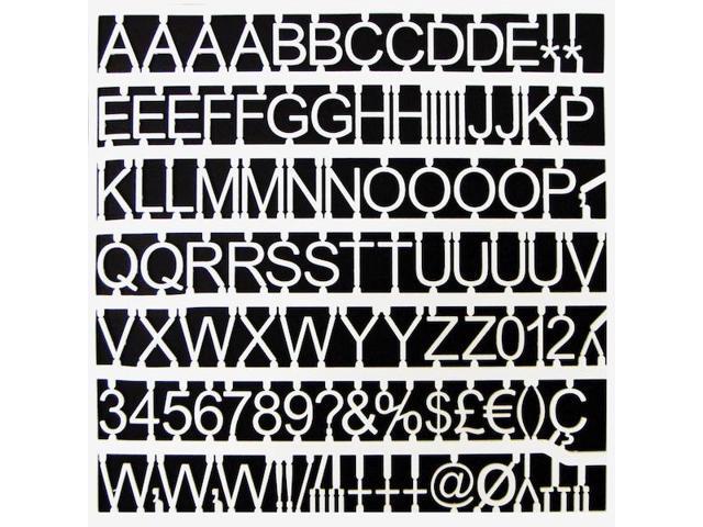 White Plastic Set of Letters, Numbers and Symbols, Uppercase, 1' Dia.