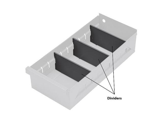 DURHAM MFG 010-95 Drawer Bin Divider, Plastic, Gray, 5 1/4 in W x 2 1/2 in H,