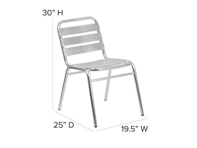 Flash Furniture 4 Pack Commercial Aluminum Indoor-Outdoor Restaurant Stack Chair with Triple Slat Back