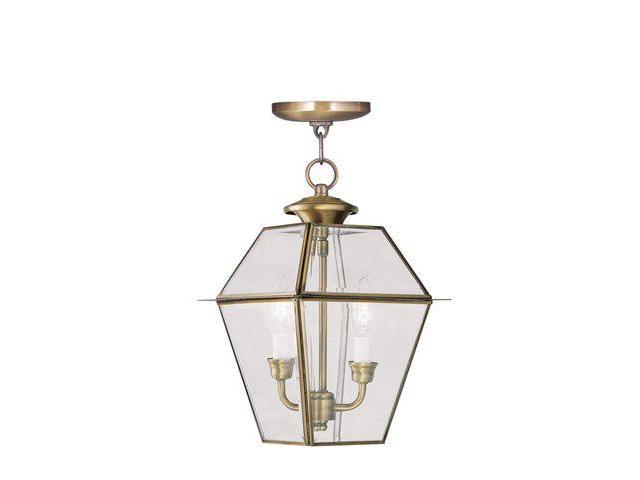 Photos - Light Bulb LIVEX LIGHTING 2285-01 Westover 2 Light Antique Brass Outdoor Pendant Lant