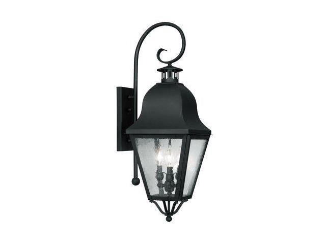 Photos - Light Bulb LIVEX LIGHTING 2555-04 Amwell 3 Light Black Outdoor Wall Lantern
