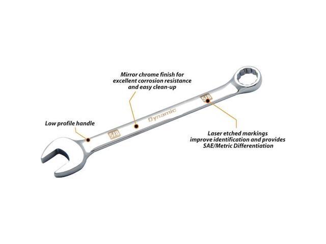 DYNAMIC D074022 Tools 11/16' 12 Point Combination Wrench, Mirror Chrome Finish
