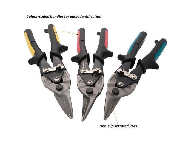 DYNAMIC D055030 Tools 10' Aviation Snips, Cuts Left, Red Handle