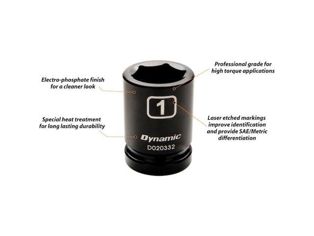DYNAMIC D020366 3/4' Drive Standard Socket, Black Phosphate, Tools 3/4' Drive 6