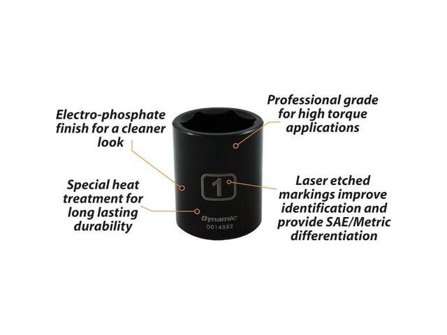 DYNAMIC D014342 1/2' Drive Standard Socket, Black Phosphate, Tools 1/2' Drive 6