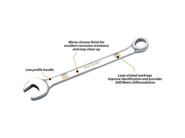 DYNAMIC D074202 Tools 12 Piece SAE Combo Wrench Set, Mirror Chrome, 1/4' -